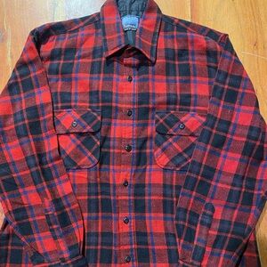 Vintage Fieldmaster red plaid wool blends shirt men’s large size‎ 16-161/2